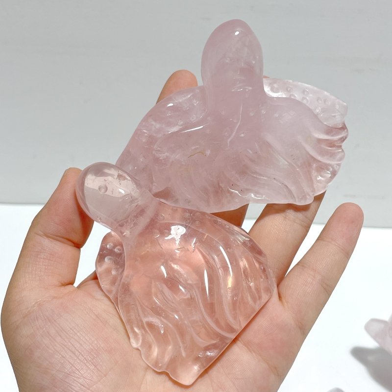 10 Pieces Beautiful Rose Quartz Sea Animals Carving - Wholesale Crystals