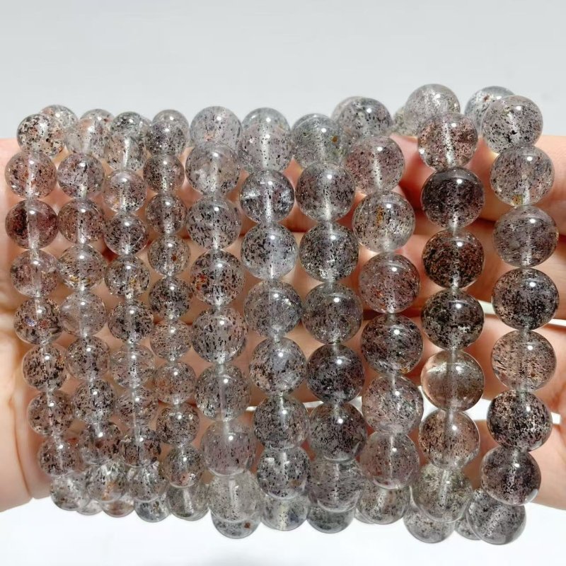 10 Pieces Black Mica Mixed Garden Quartz Bracelets - Wholesale Crystals