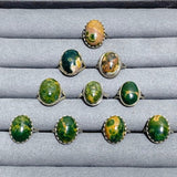 10 Pieces Different Styles S925 Sterling Silver 8th Vein Ocean Jasper Ring - Wholesale Crystals