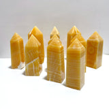 10 Pieces Fat Yellow Calcite Stripe Tower - Wholesale Crystals