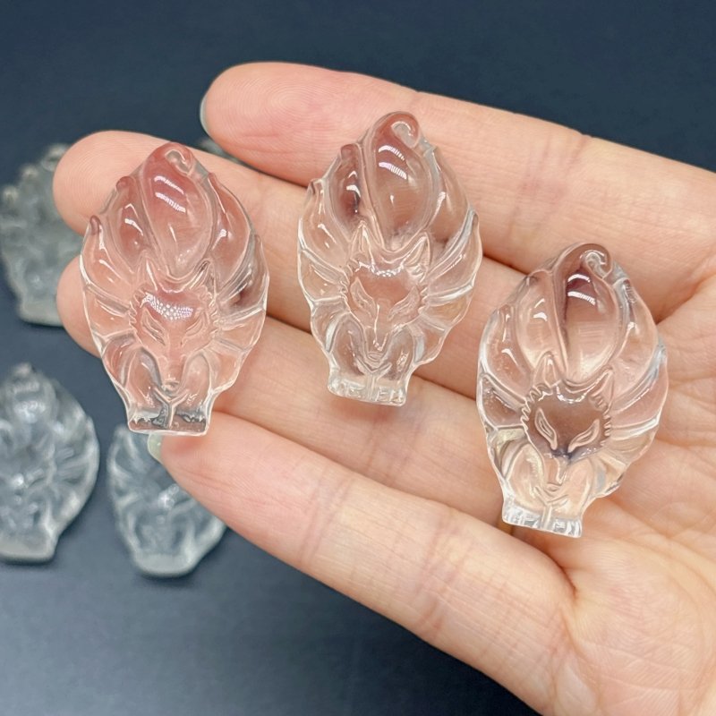 10 Pieces High Quality Clear Quartz Nine - tailed Foxes Carving - Wholesale Crystals