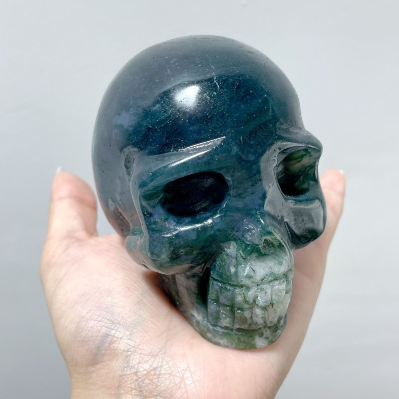 10 Pieces High Quality Moss Agate Geode Druzy Skull - Wholesale Crystals