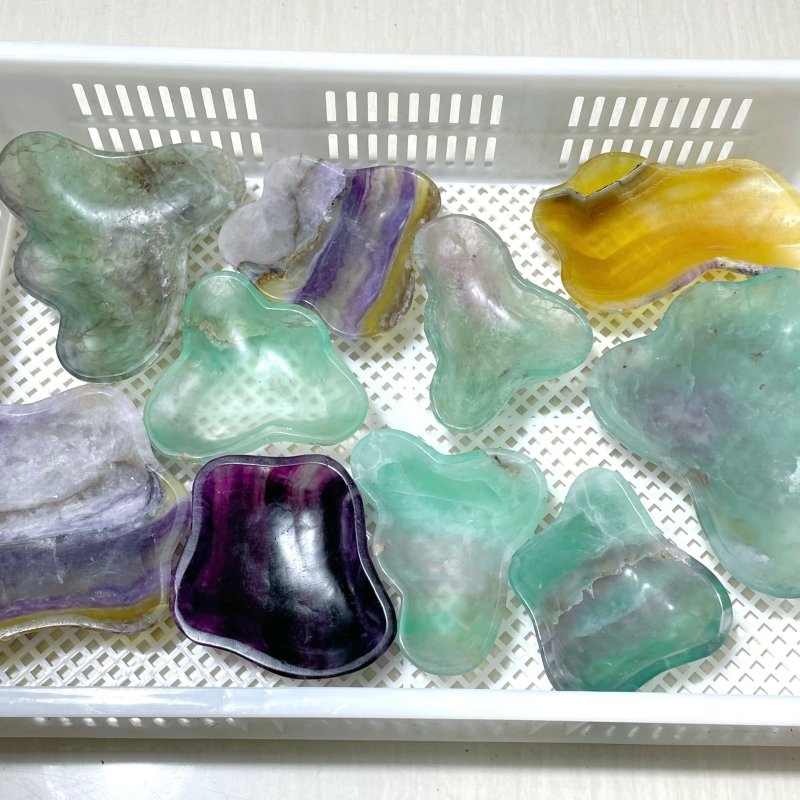 10 Pieces Large Colorful Fluorite Bowl Home Decor Carving Closeout - Wholesale Crystals