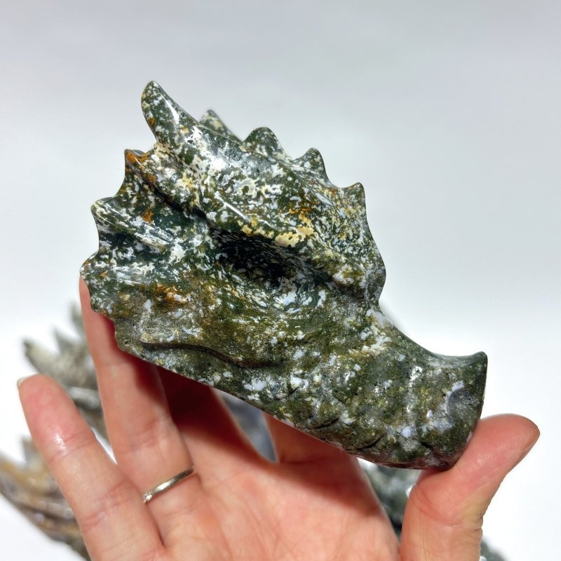 10 Pieces Large Colorful Moss Agate Dragon Head Carving -Wholesale Crystals