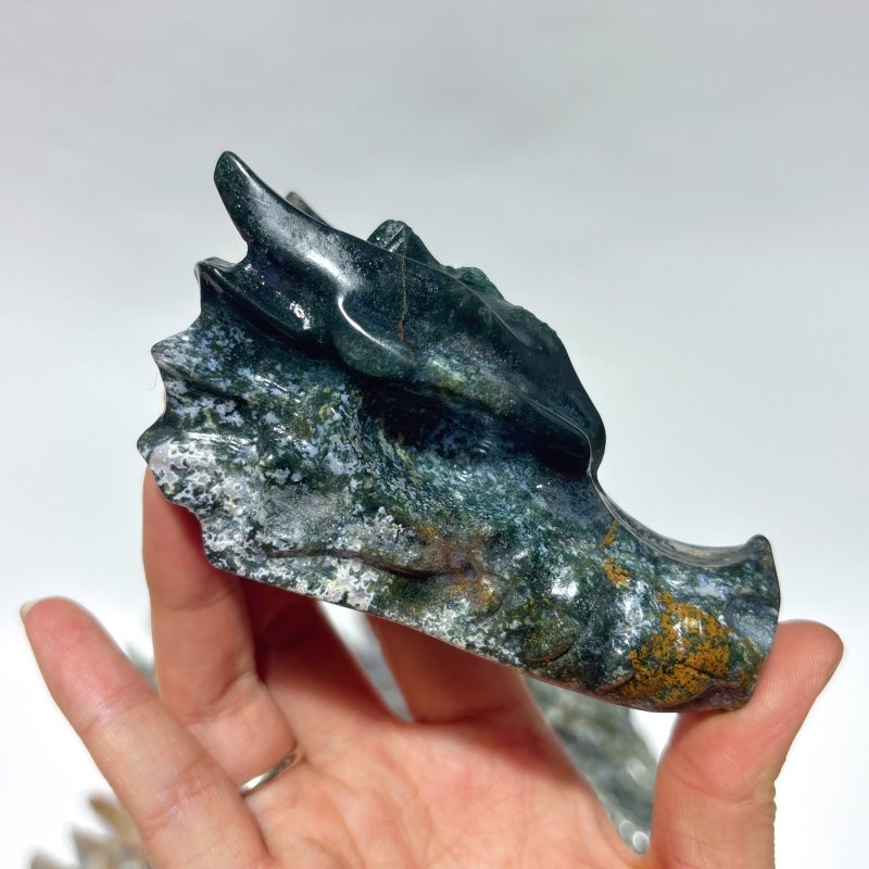10 Pieces Large Colorful Moss Agate Dragon Head Carving -Wholesale Crystals