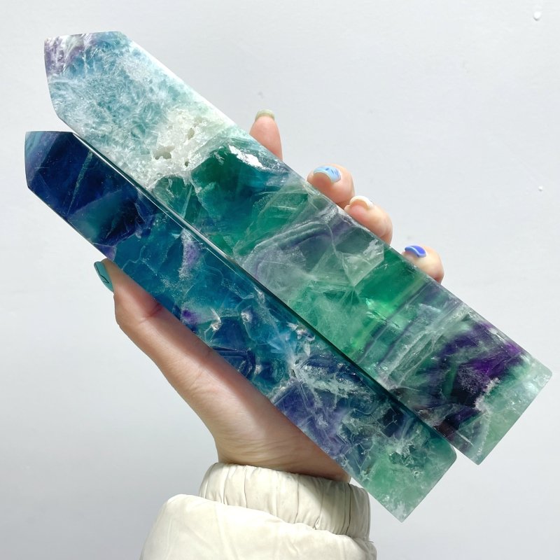 10 Pieces Large Feather Fluorite Four - Sided Tower Points - Wholesale Crystals