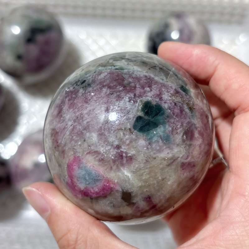 10 Pieces Pink Mixed Green Tourmaline Spheres - Wholesale Crystals