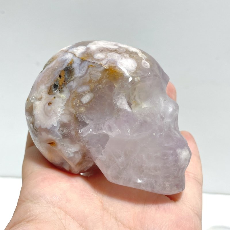 10 Pieces Sakura Flower Agate Skull Carving - Wholesale Crystals