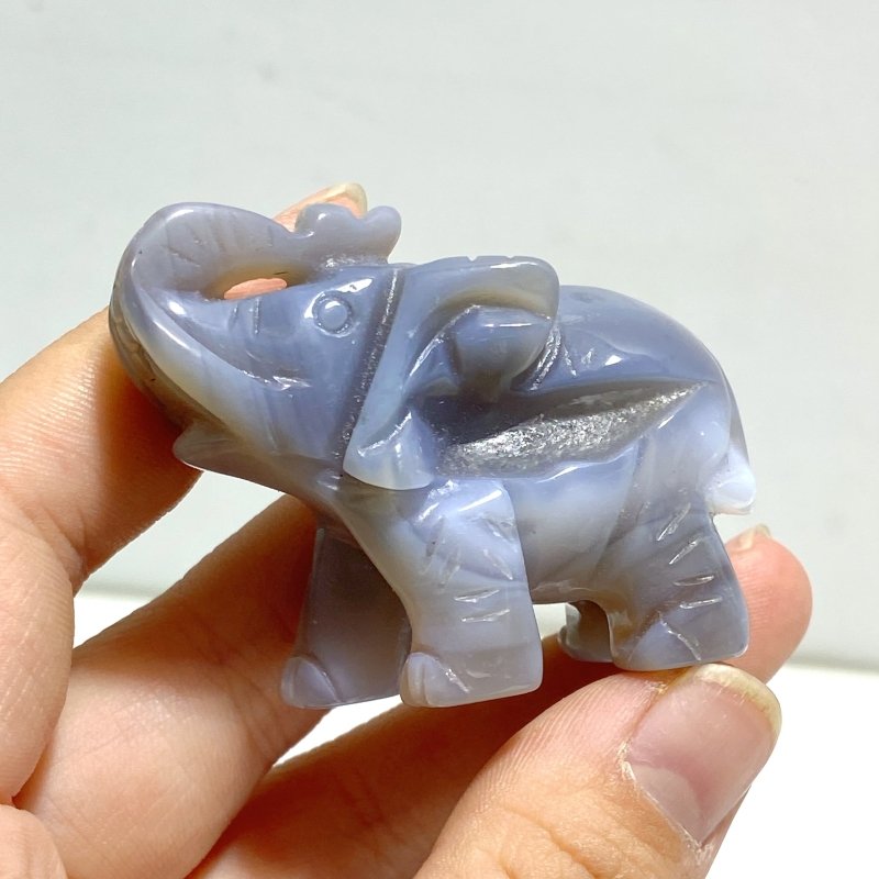 10 pieces Small Geode Agate Druzy Elephant Carving - Wholesale Crystals
