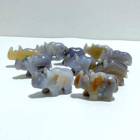 10 pieces Small Geode Agate Druzy Rhino Carving - Wholesale Crystals