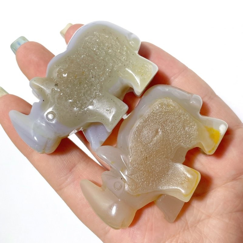 10 pieces Small Geode Agate Druzy Rhino Carving - Wholesale Crystals