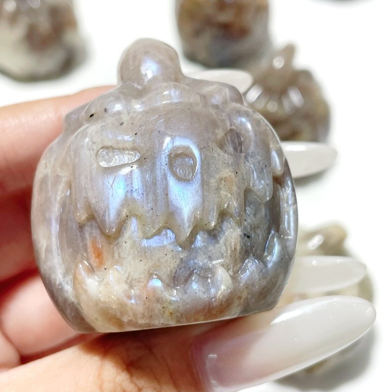 10 Pieces Sunstone Mixed Moonstone Halloween Pumpkin Face - Wholesale Crystals