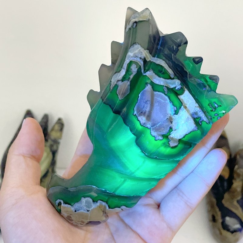 10 Pieces Volcanic Agate Dragon Head Carving Closeout(UV - Reactive) - Wholesale Crystals