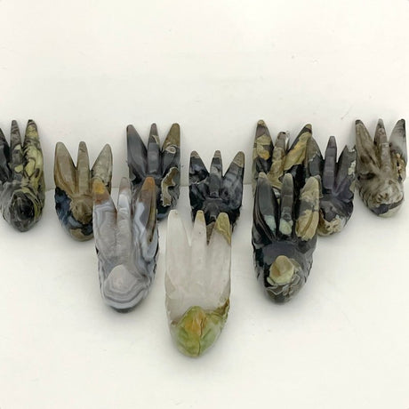 10 Pieces Volcanic Agate Dragon Head Carving Closeout(UV - Reactive) - Wholesale Crystals