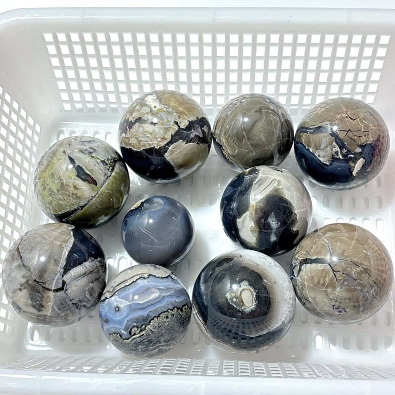 10 Pieces Volcano Agate Sphere(UV - Reactive) - Wholesale Crystals