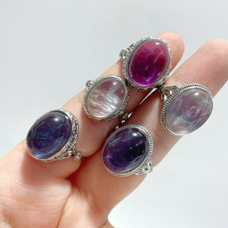 100 Pieces Beautiful Rainbow Fluorite Different Styles Ring Clearance - Wholesale Crystals