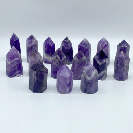 1.1 - 1.9in Mini Chevron Amethyst Tower Point Crystal Wholesale - Wholesale Crystals