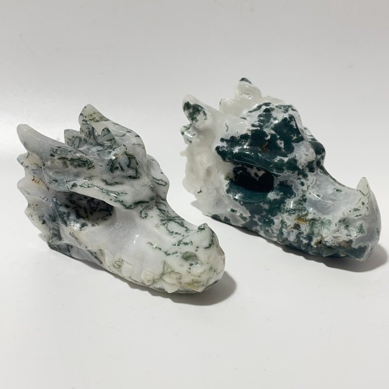11 Pieces 4inch Green Moss Agate Dragon Head Carving -Wholesale Crystals