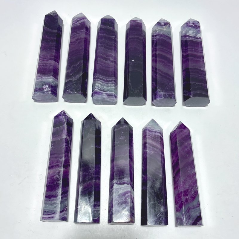 11 Pieces Beautiful Rainbow Purple Fluorite Crystal Tower - Wholesale Crystals