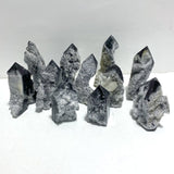 11 Pieces Black Clear Quartz Cluster Raw Side Point Tower - Wholesale Crystals