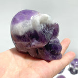 11 Pieces Chevron Amethyst Skull Carving - Wholesale Crystals