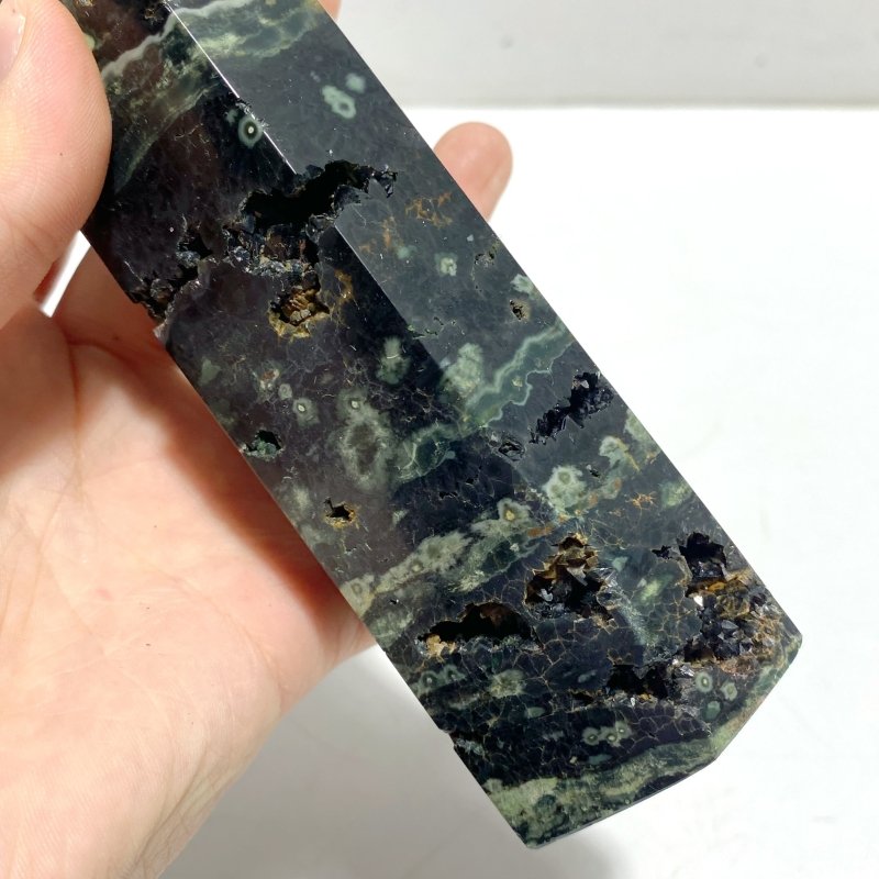 11 Pieces Green Sea Jasper Druzy Point - Wholesale Crystals