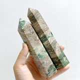 11 Pieces Green Stripe Jasper Point 1 - Wholesale Crystals