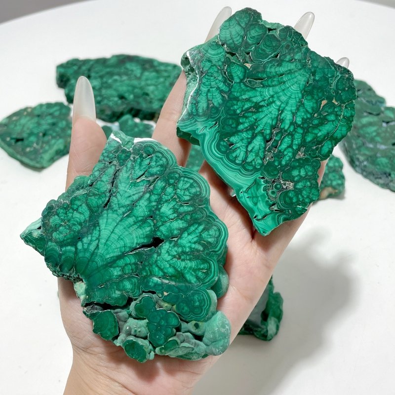 11 Pieces High Quality Beautiful Malachite Slab - Wholesale Crystals