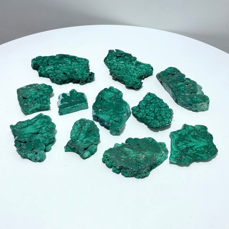 11 Pieces High Quality Beautiful Malachite Slab - Wholesale Crystals