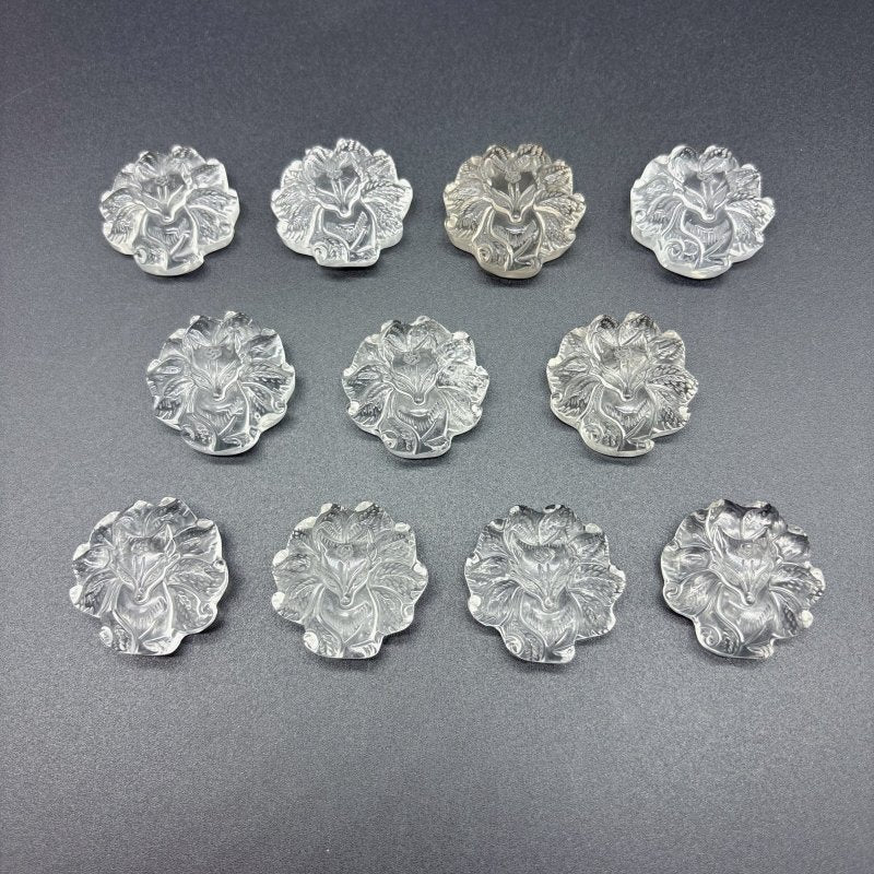 11 Pieces High Quality Clear Quartz Nine - tailed Foxes Carving - Wholesale Crystals