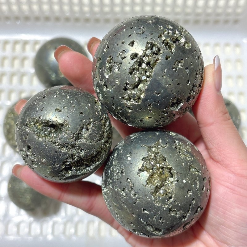 11 Pieces High Quality Pyrite Spheres Ball - Wholesale Crystals