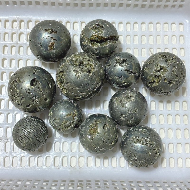 11 Pieces High Quality Pyrite Spheres Ball - Wholesale Crystals