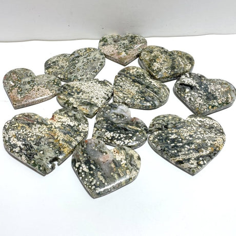 11 Pieces Large 8th Vein Ocean Jasper Heart 1 - Wholesale Crystals