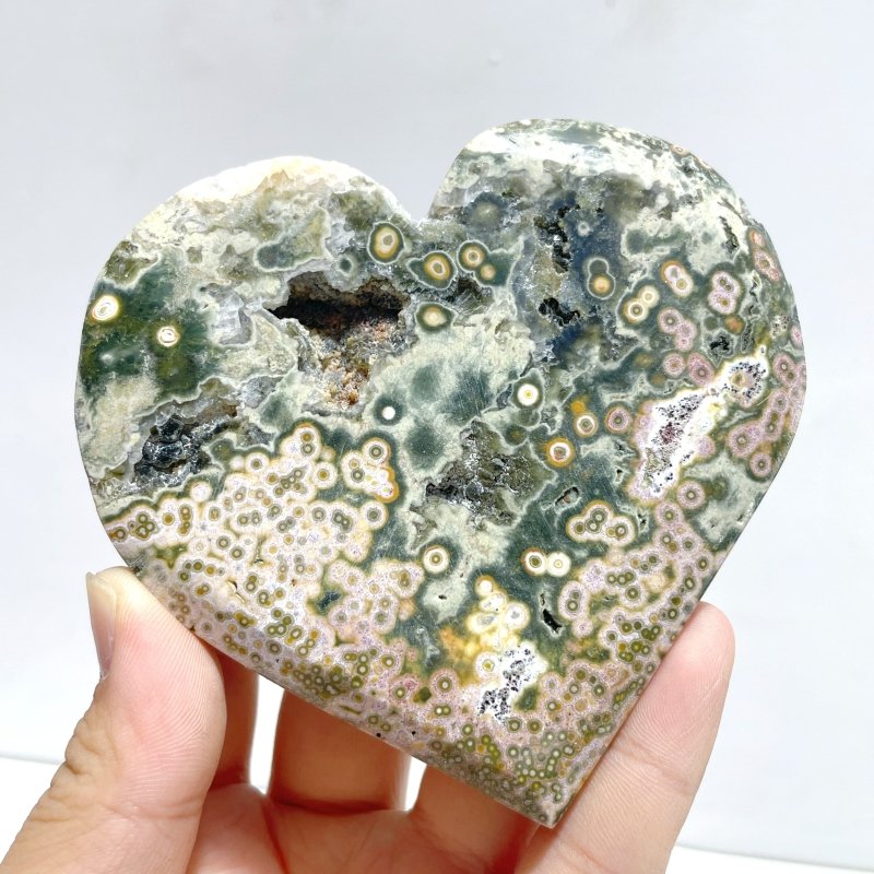 11 Pieces Large 8th Vein Ocean Jasper Heart 1 - Wholesale Crystals