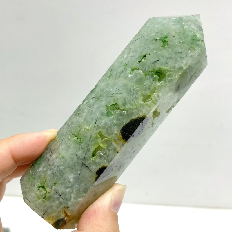 11 Pieces Large Green Prehnite Stone Tower - Wholesale Crystals