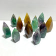 11 Pieces Large Rainbow Fluorite Mixed Color Flame High Quality - Wholesale Crystals