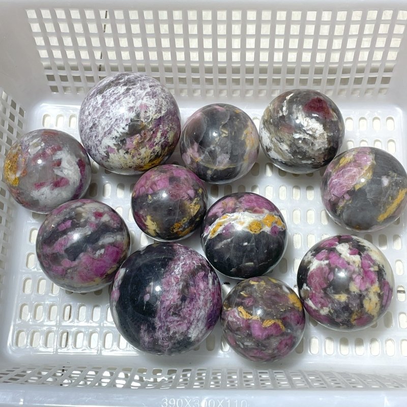 11 Pieces Pink Tourmaline Spheres Balls - Wholesale Crystals