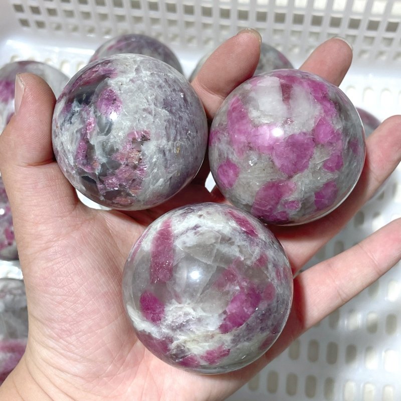 11 Pieces Pink Tourmaline Spheres Balls - Wholesale Crystals
