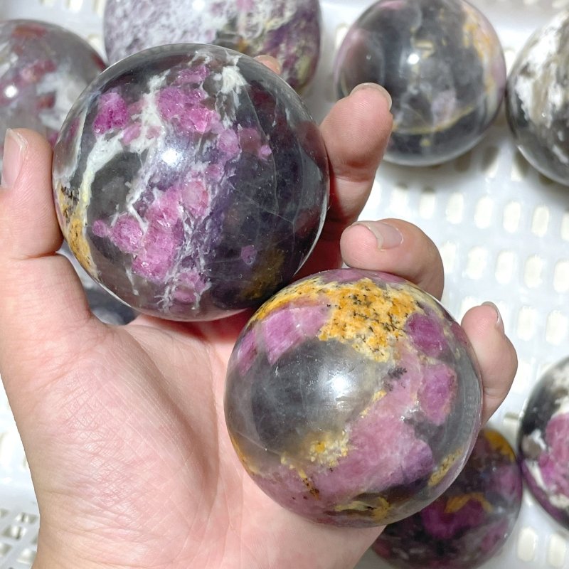 11 Pieces Pink Tourmaline Spheres Balls - Wholesale Crystals