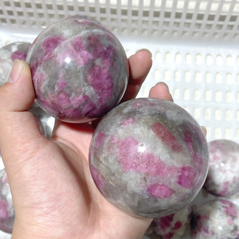 11 Pieces Pink Tourmaline Spheres Balls - Wholesale Crystals