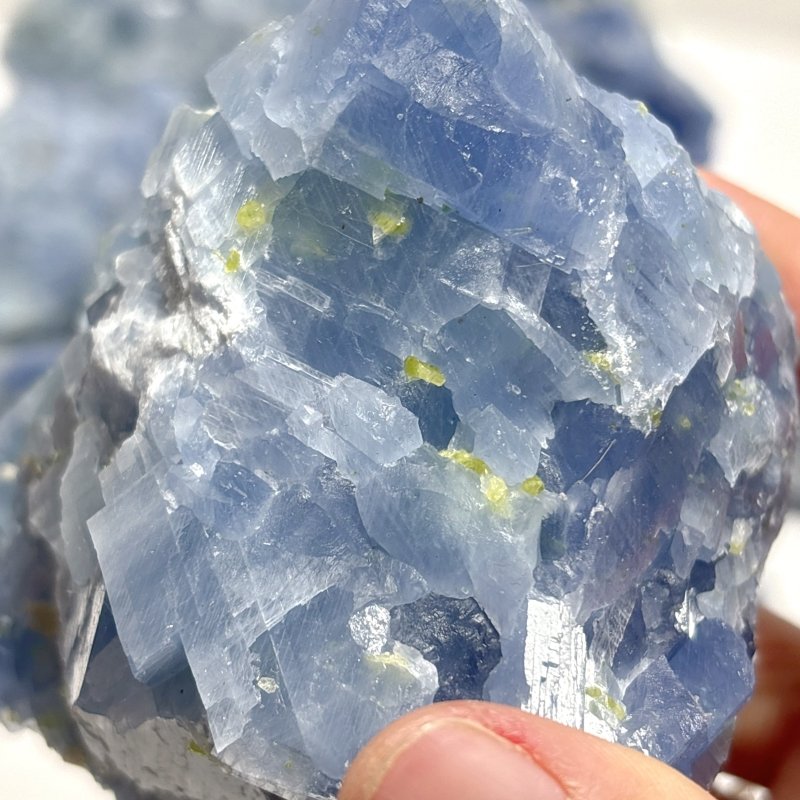 11 Pieces Raw Blue Calcite Mixed Peridot Specimen - Wholesale Crystals