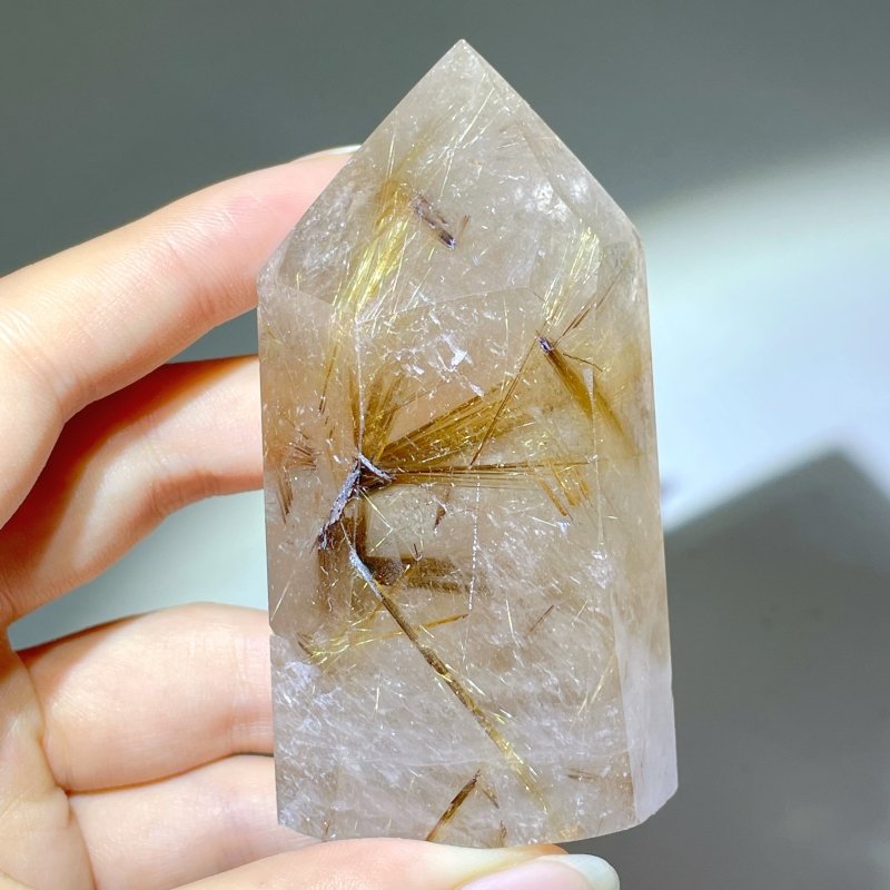 11 Pieces Unique Gold Rutilated Quartz Points - Wholesale Crystals