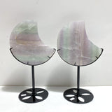 4 Pieces Large Fluorite Moon Carving With Stand