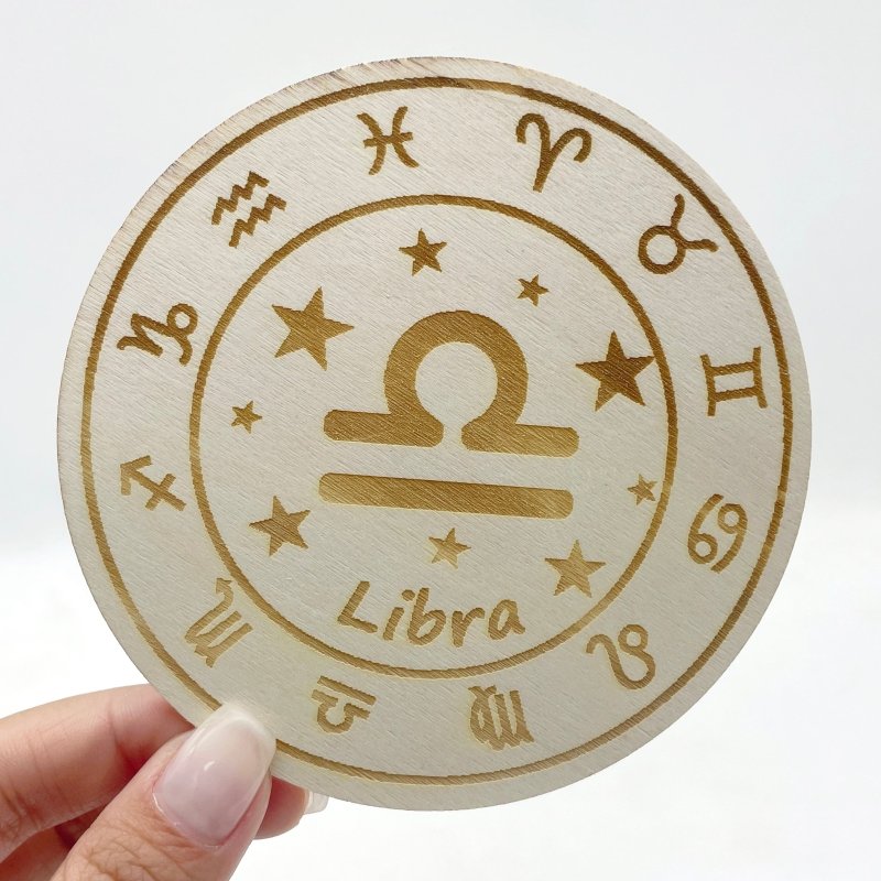 12 Constellations Wooden Slices Crystal Astrology Gift Coaster - Wholesale Crystals