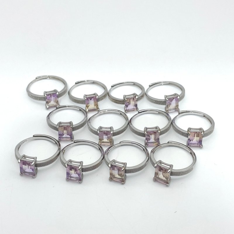 12 Pieces Ametrine Sugar Cube Ring Style #2 - Wholesale Crystals