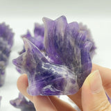 12 Pieces Chevron Amethyst Nine - Tailed Fox Carving - Wholesale Crystals