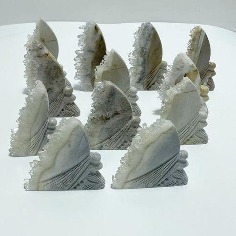 12 Pieces Clear Quartz Cluster Mermaid Carving - Wholesale Crystals