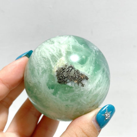 12 Pieces Feather Fluorite Mixed Pyrite Sphere Balls - Wholesale Crystals
