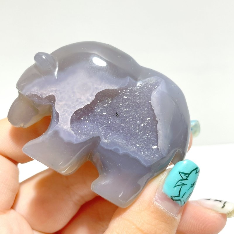 12 Pieces Geode Druzy Agate Bear Carving - Wholesale Crystals