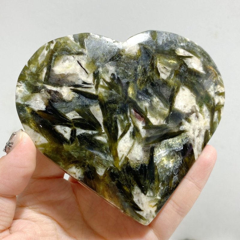 12 Pieces Green Mica Mixed Quartz Heart -Wholesale Crystals